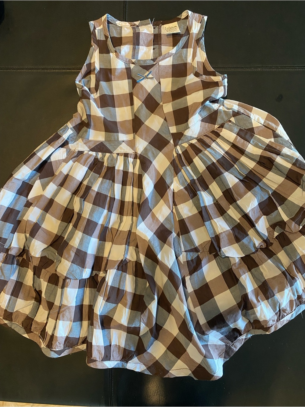 Jottum Brown & White Gingham Bubbled Sleeveless Cotton Dress, sz EUR 110 \ US5